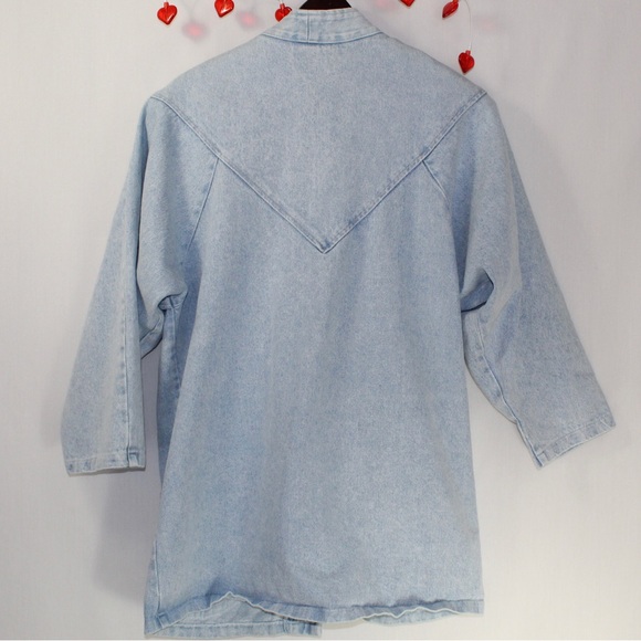 Vintage 80s light wash denim jacket women’s large studded details pockets - Picture 2 of 5